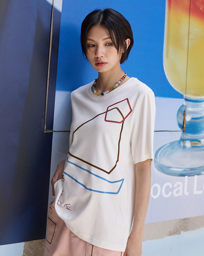 絲滑棉切片蛋糕線條T恤(兩色)