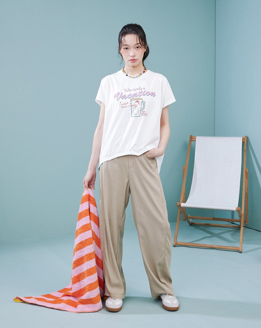 我想去啤酒海度假鬆緊涼感T恤(兩色)