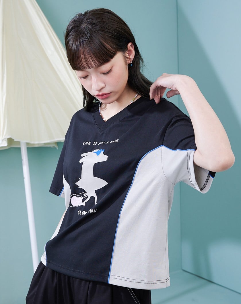 衝浪狗狗顯瘦V領涼感T恤(兩色)