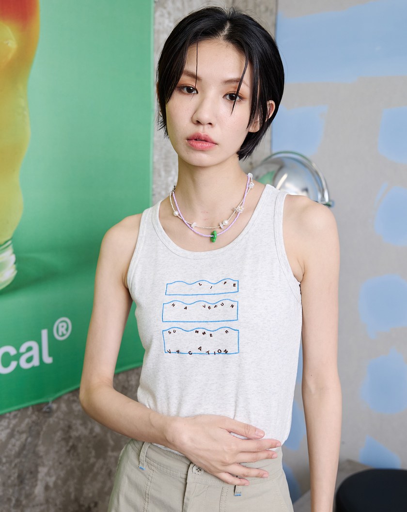 海浪線條彈力羅紋背心(兩色)