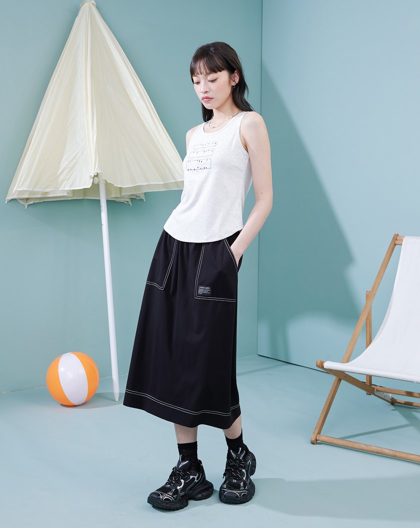 海浪線條彈力羅紋背心(兩色)