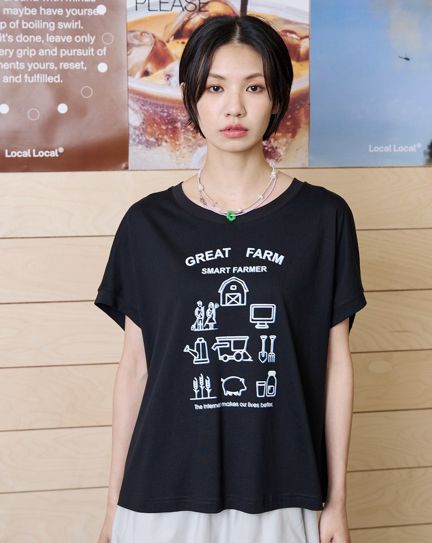 ➤GREAT FARM落肩純棉T恤(兩色)