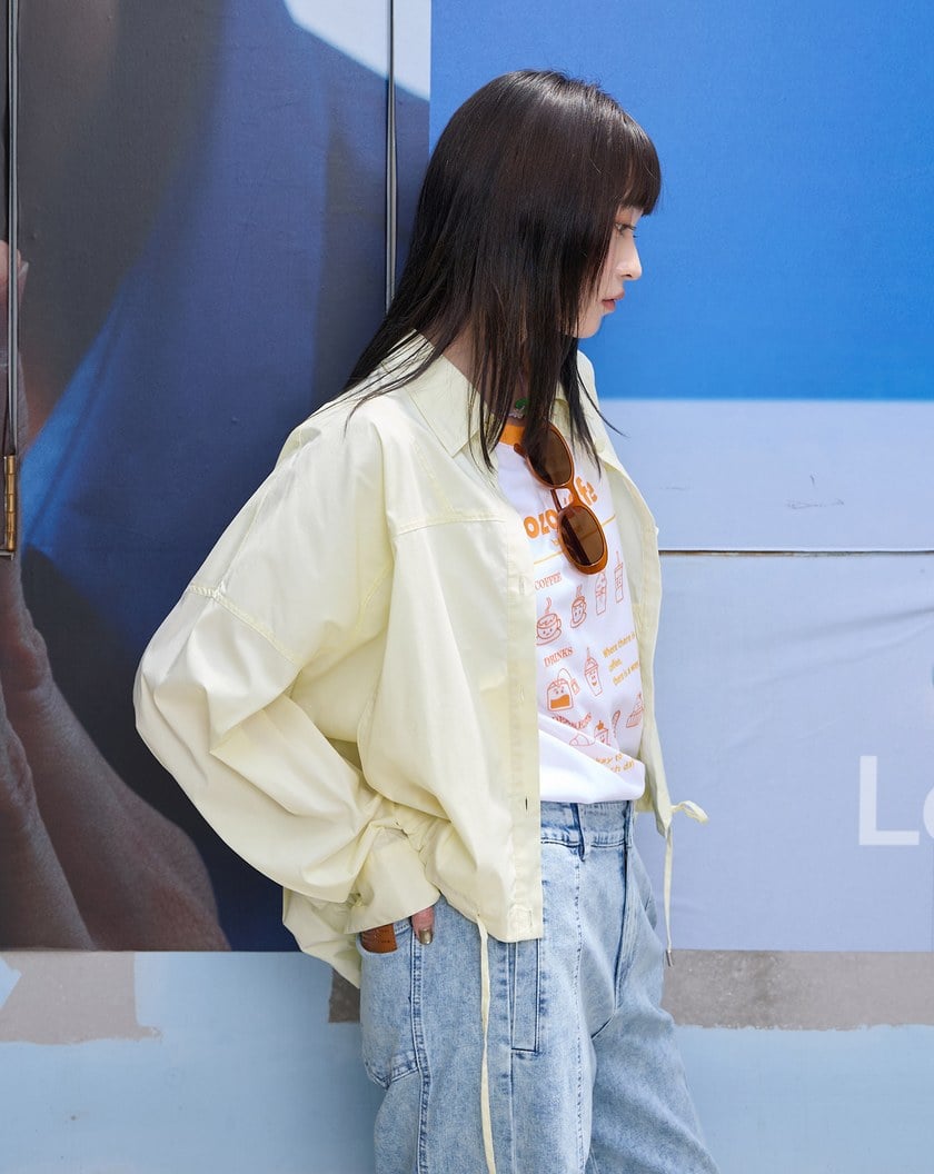 咖啡杯花苞造型襯衫外套(兩色)