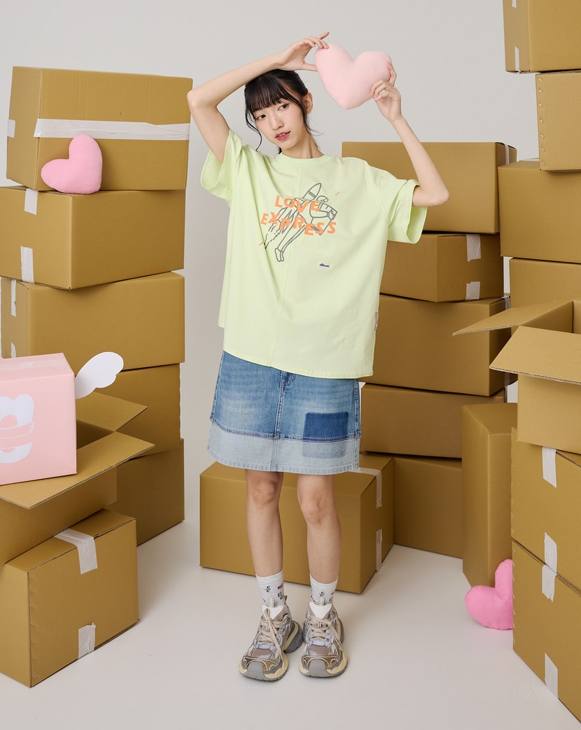 ➤│好事計劃│愛心沒有距離oversizeT恤(淺綠)