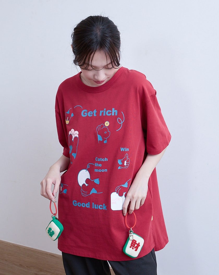 ➤RICH!貓貓打麻將厚磅純棉寬版T恤(兩色)