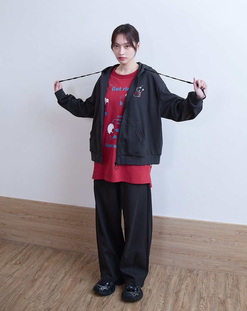 ➤自摸~麻將多口袋造型帽繩連帽外套(兩色)