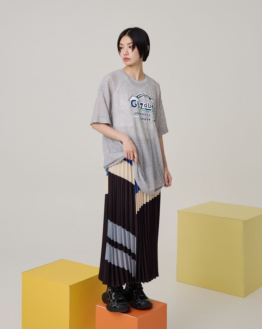 配色造型太陽褶裙(兩色)