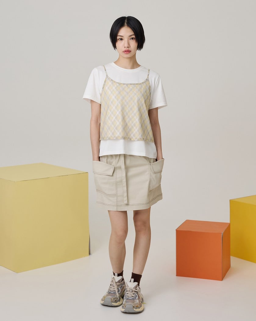 反摺大口袋不走光工裝短褲裙(兩色)