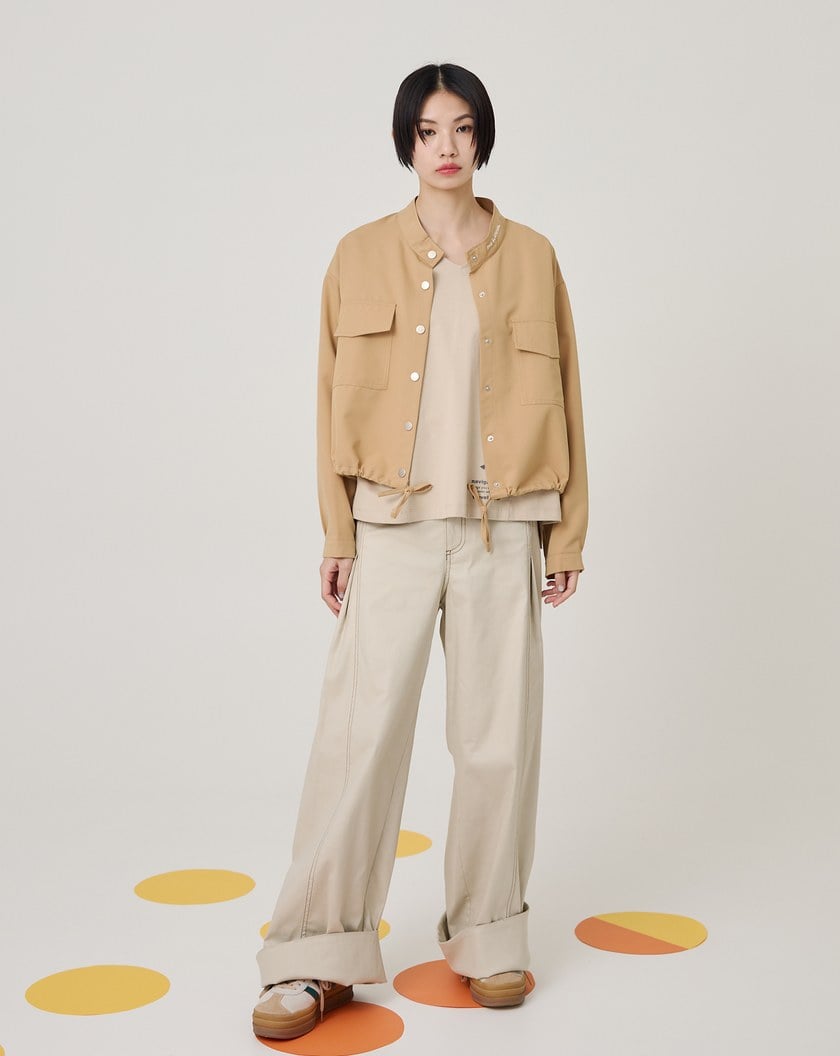 好比例配色線大反摺落地寬褲(兩色)