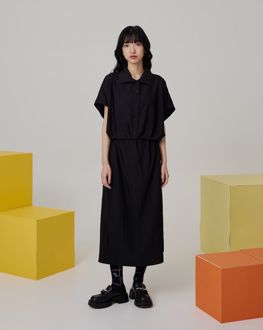 顯瘦收腰半開襟涼感洋裝(兩色)