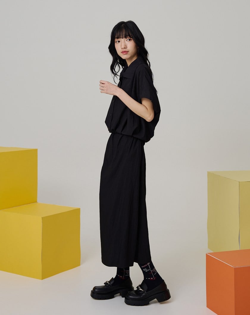 顯瘦收腰半開襟涼感洋裝(兩色)