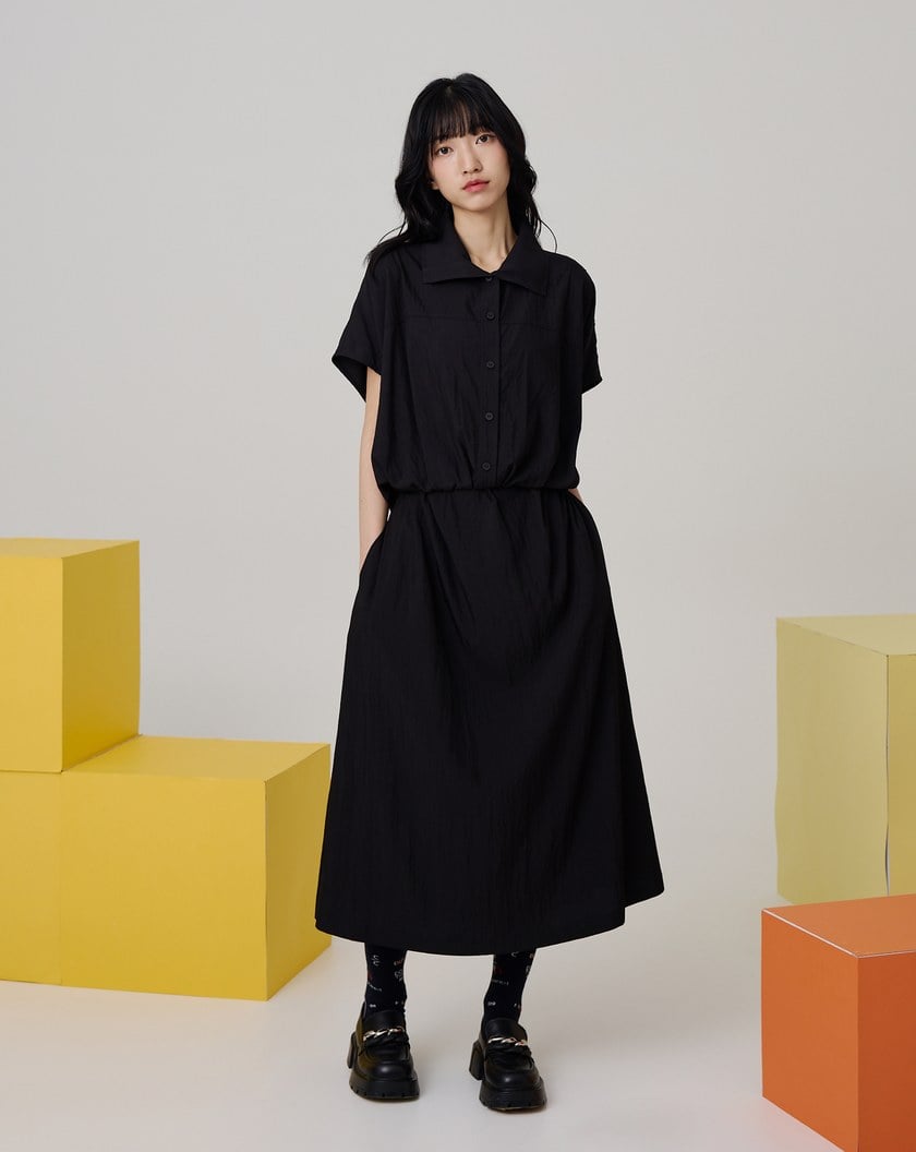 顯瘦收腰半開襟涼感洋裝(兩色)