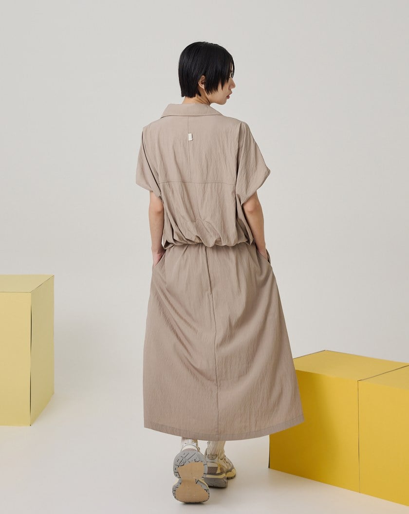 顯瘦收腰半開襟涼感洋裝(兩色)