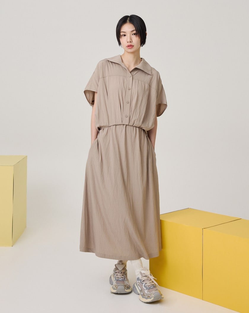 顯瘦收腰半開襟涼感洋裝(兩色)