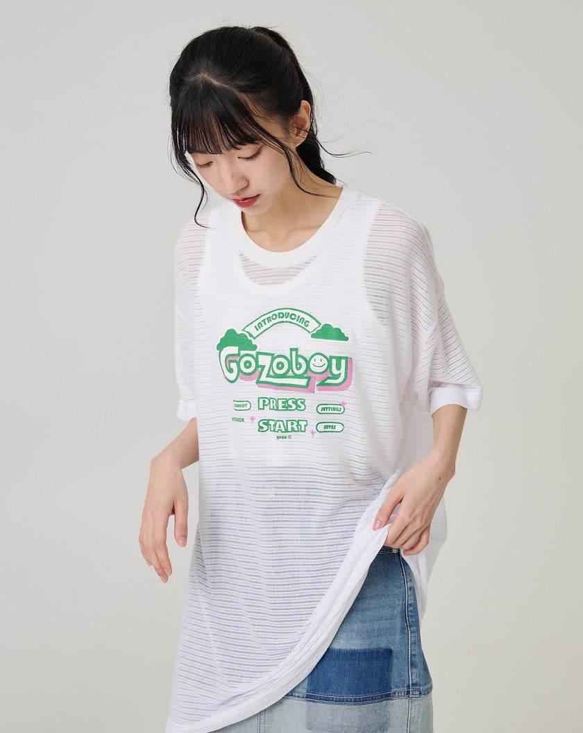 透膚兩件式遊戲登入oversizeT恤(兩色)