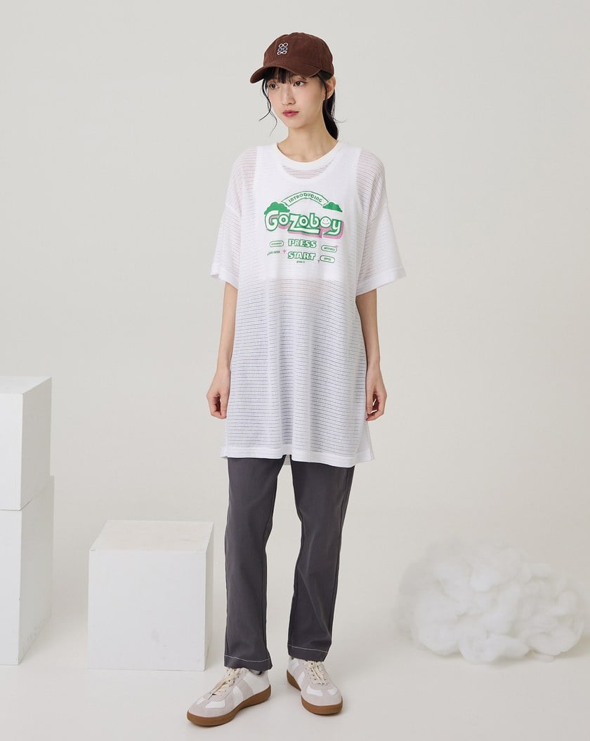 透膚兩件式遊戲登入oversizeT恤(兩色)