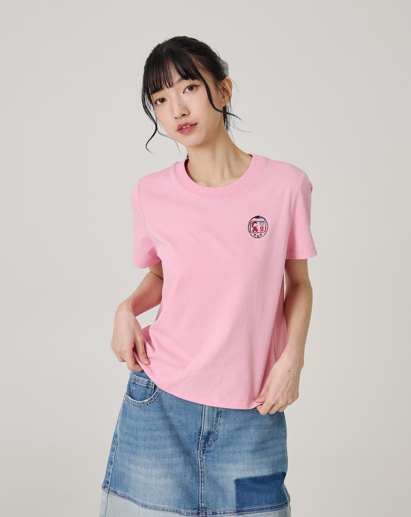 電子寵物機繡花純棉T恤(三色)