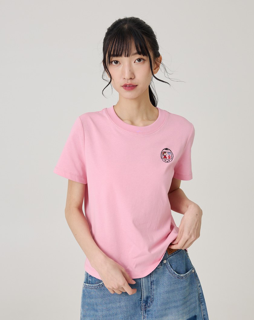 電子寵物機繡花純棉T恤(三色)