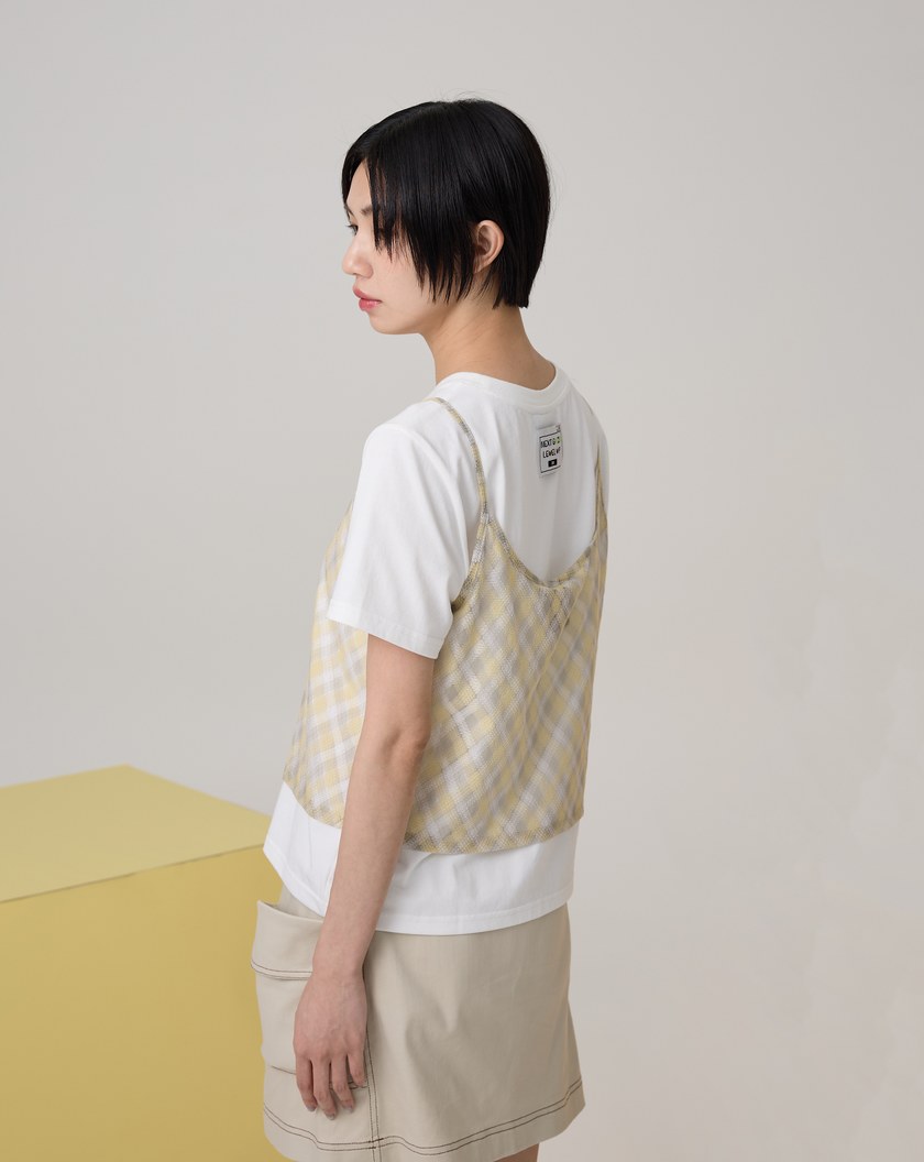 菱格網紗背心兩件式涼感T恤(兩色)