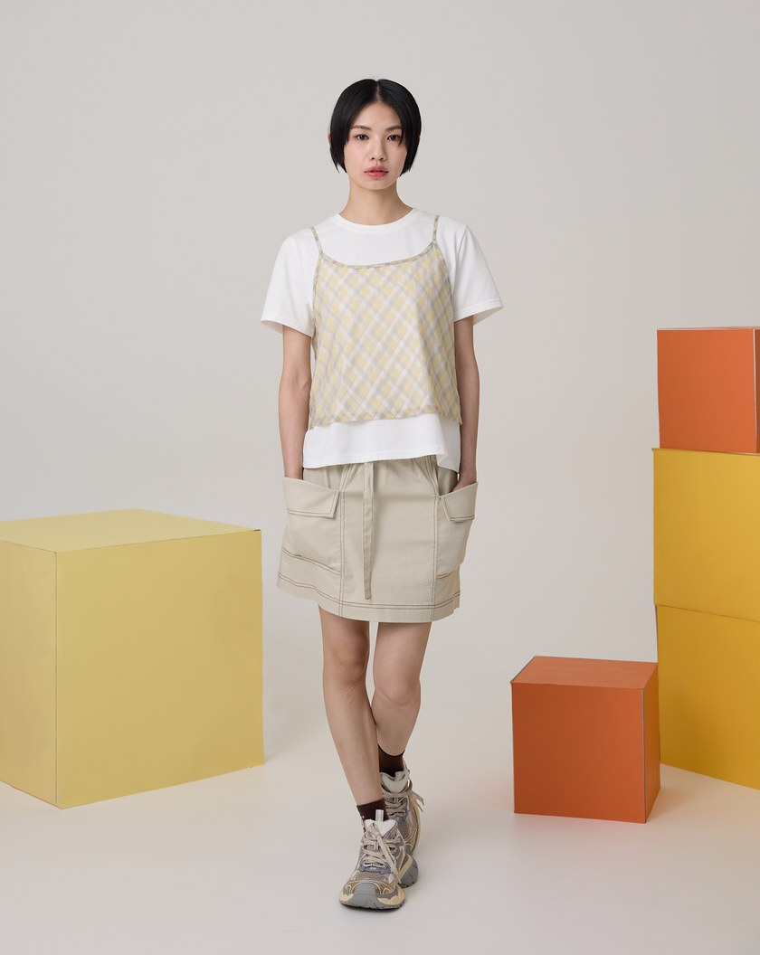 菱格網紗背心兩件式涼感T恤(兩色)