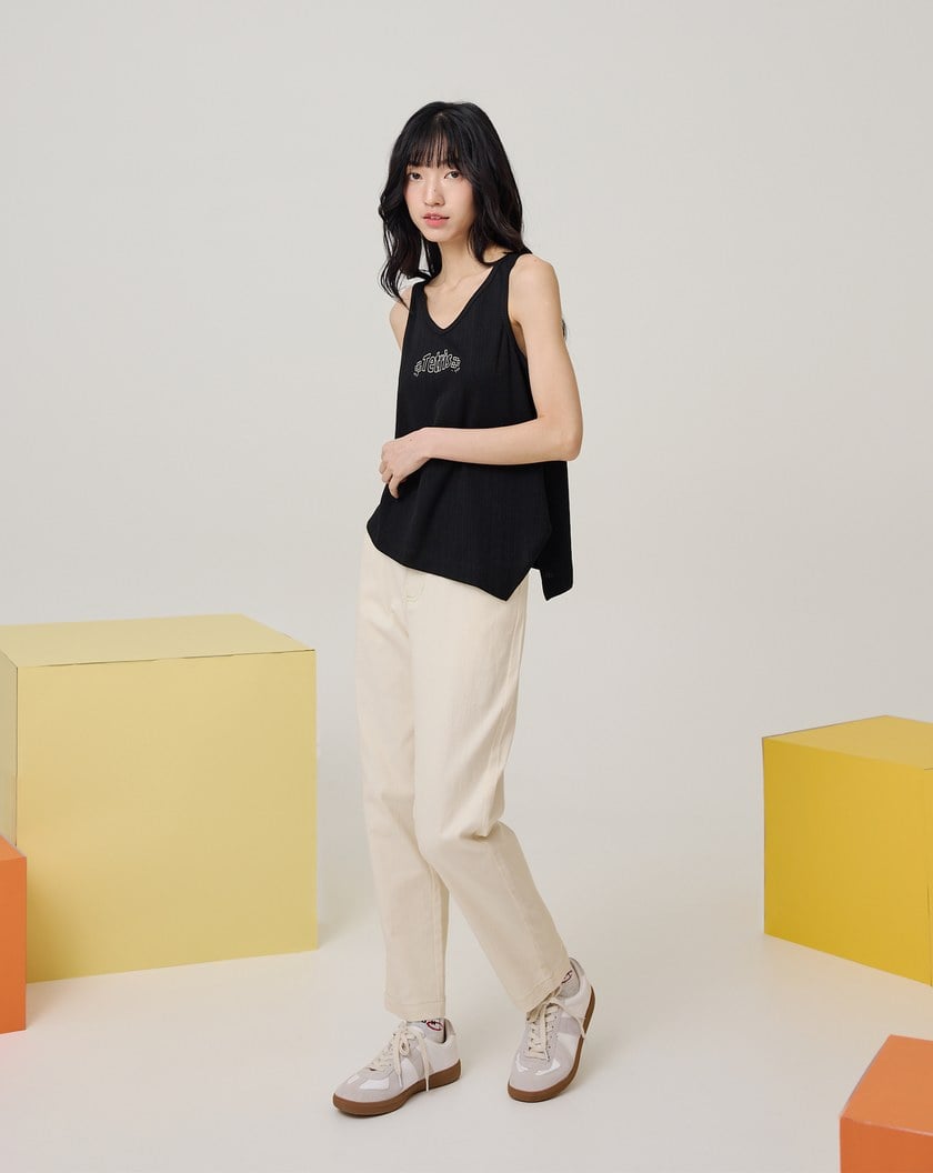 俄羅斯方塊不對稱下擺織紋背心(兩色)