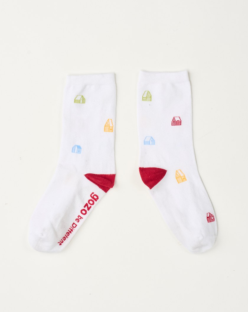 線條小房子緹花長襪(兩色)