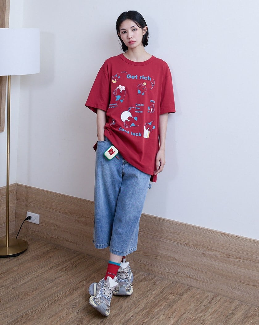 旺!貓貓打麻將緹花長襪(兩色)