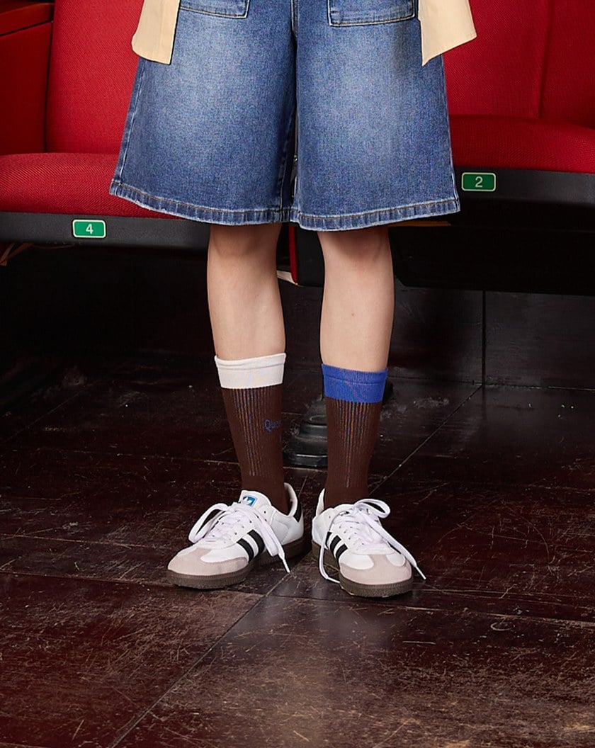 電影字母撞色運動長襪(兩色)