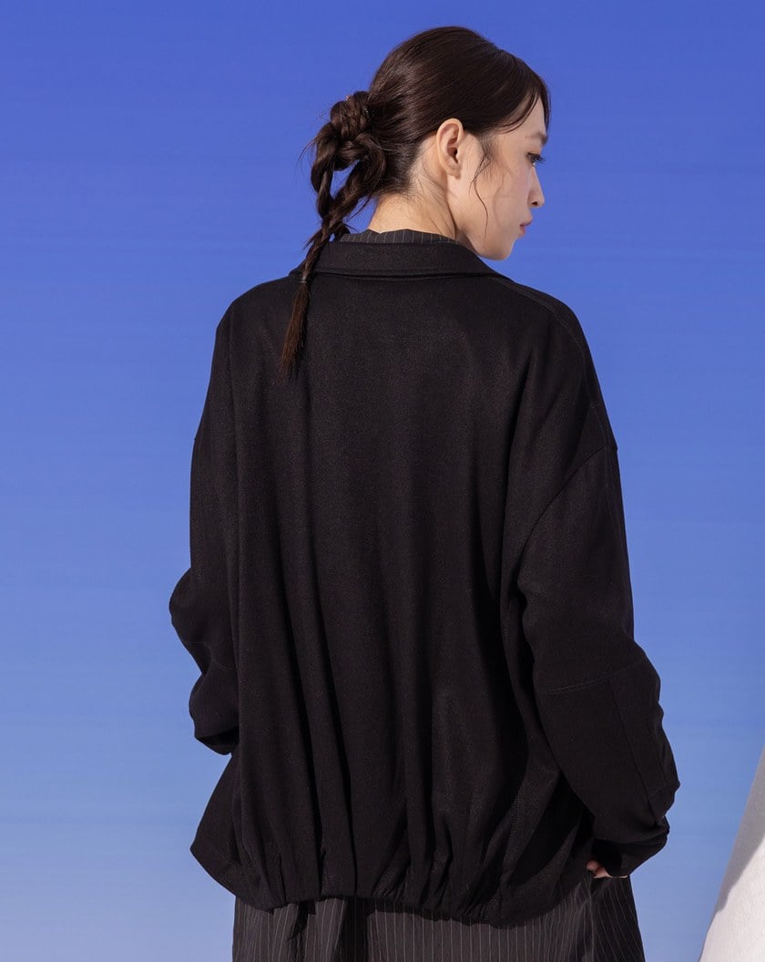 刺繡仿羊絨剪接長袖襯衫(兩色)