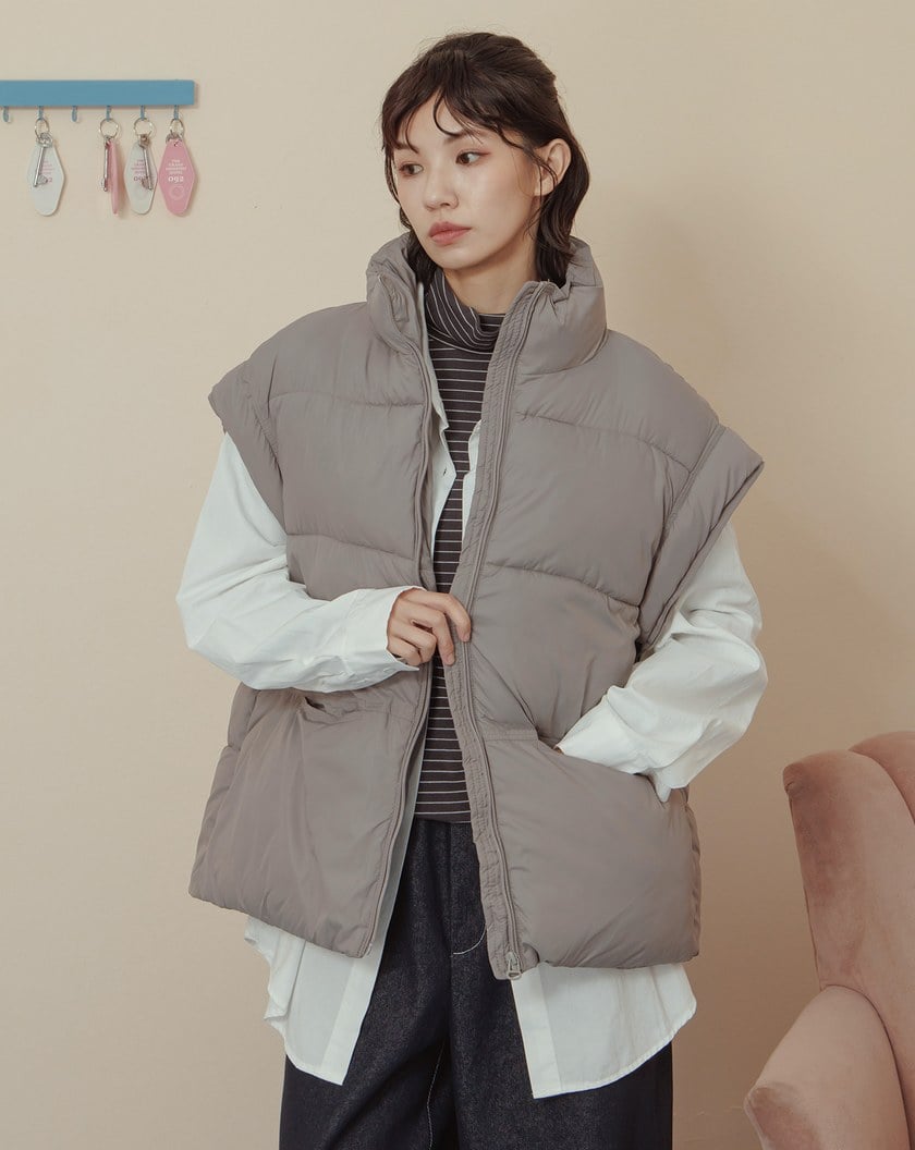 ➤可調節立領鋪棉背心