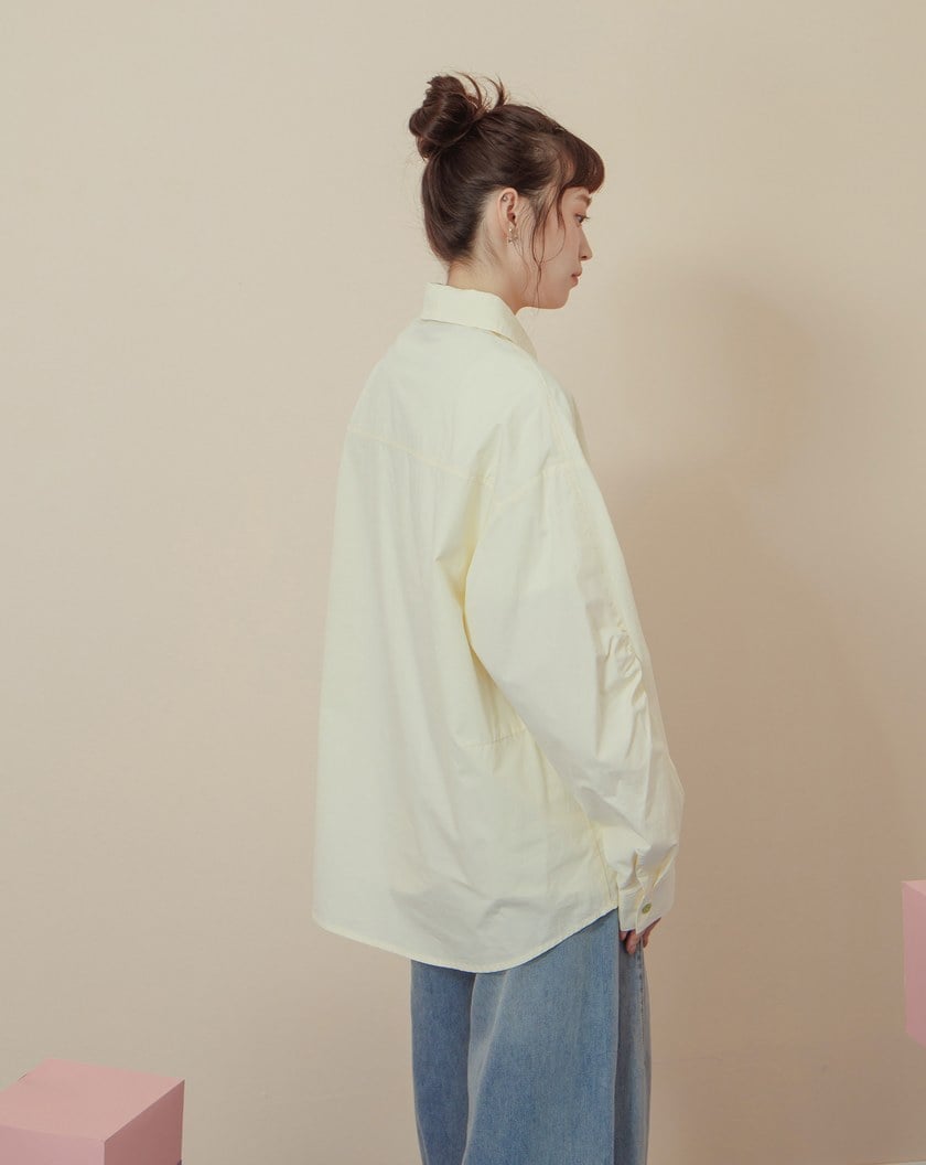 ➤廓型袖隱形口袋長袖襯衫(兩色)