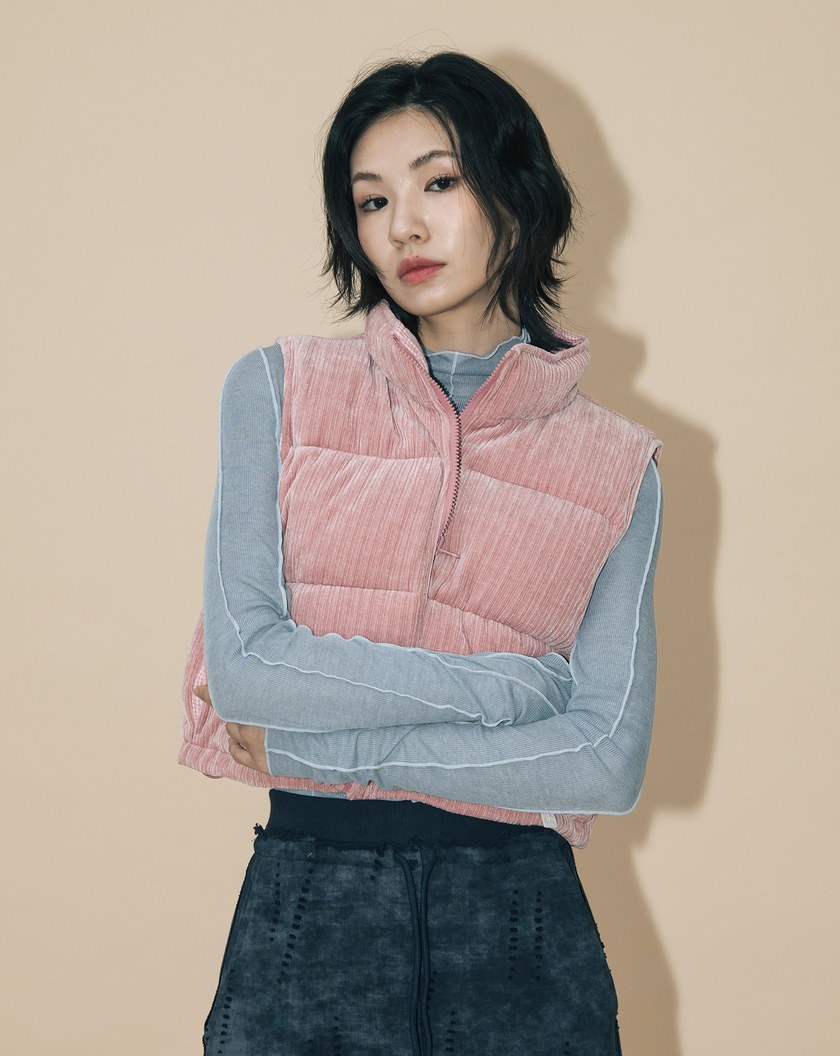 A|雙面穿立領抽繩短版背心(兩色)