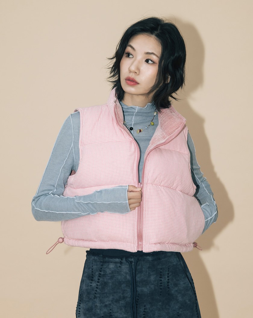 A|雙面穿立領抽繩短版背心(兩色)