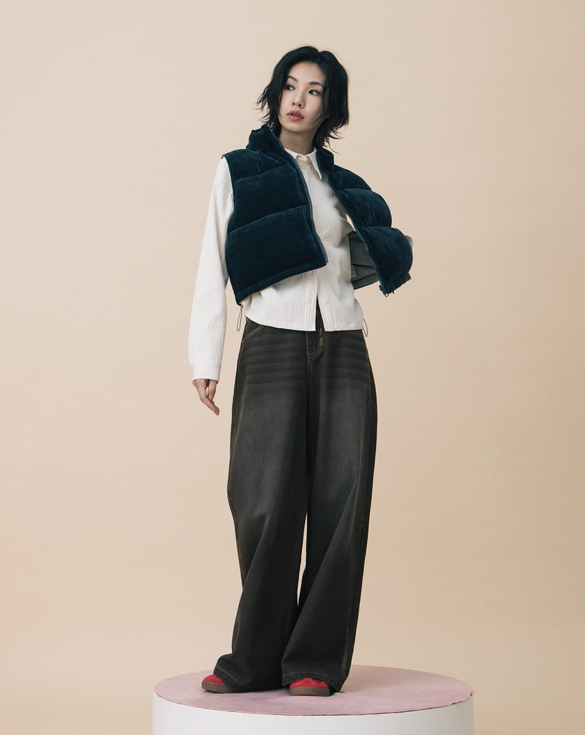 A｜雙面穿立領抽繩短版背心(兩色)