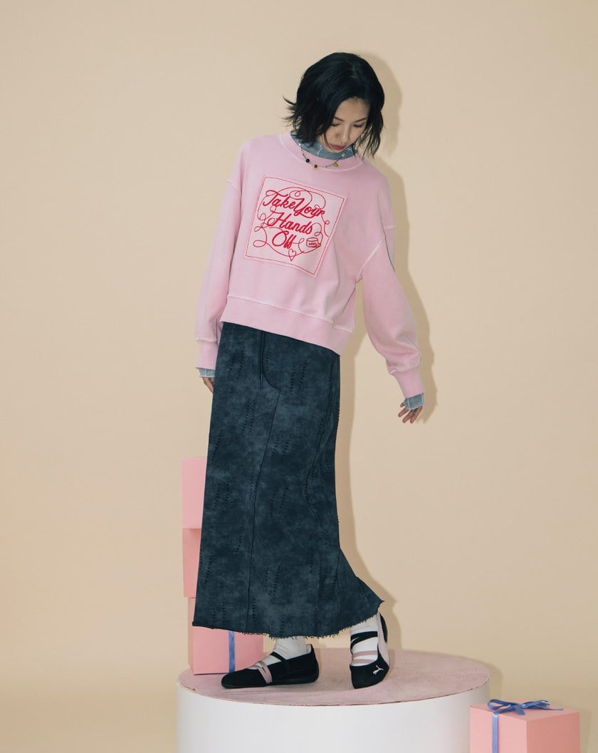 A|水洗仿舊剪破純棉直筒長裙(兩色)