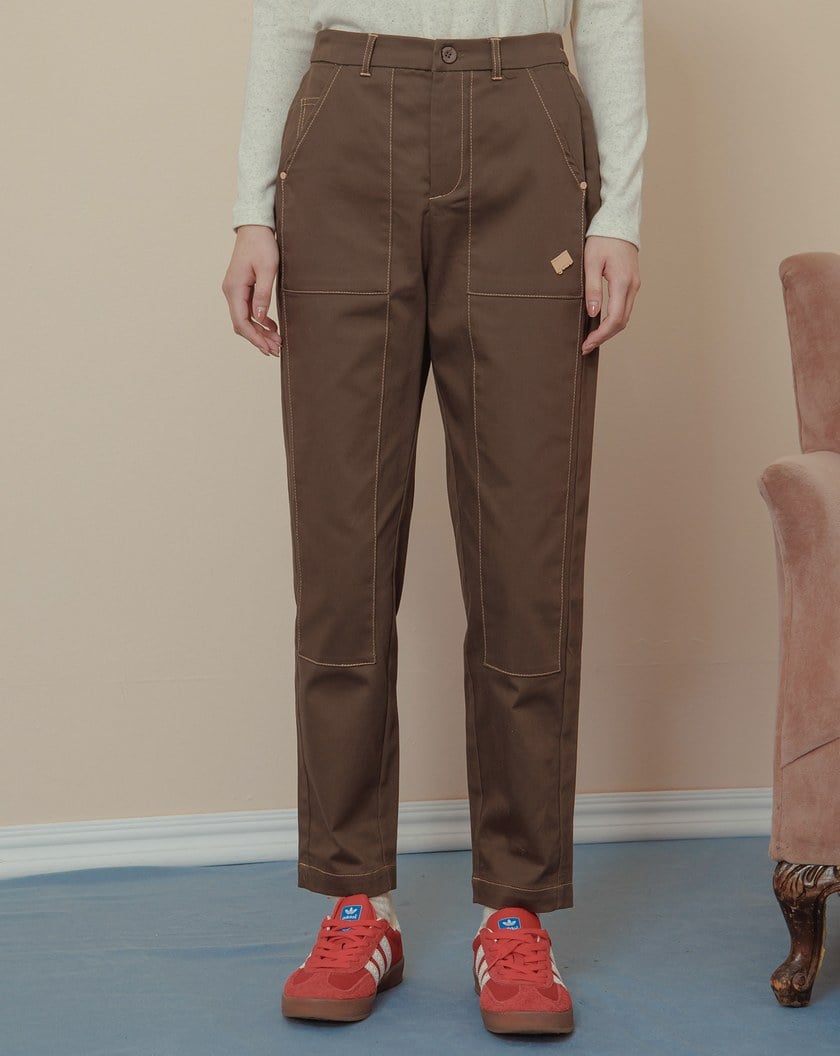 顯瘦配色壓線剪接男友褲(兩色)