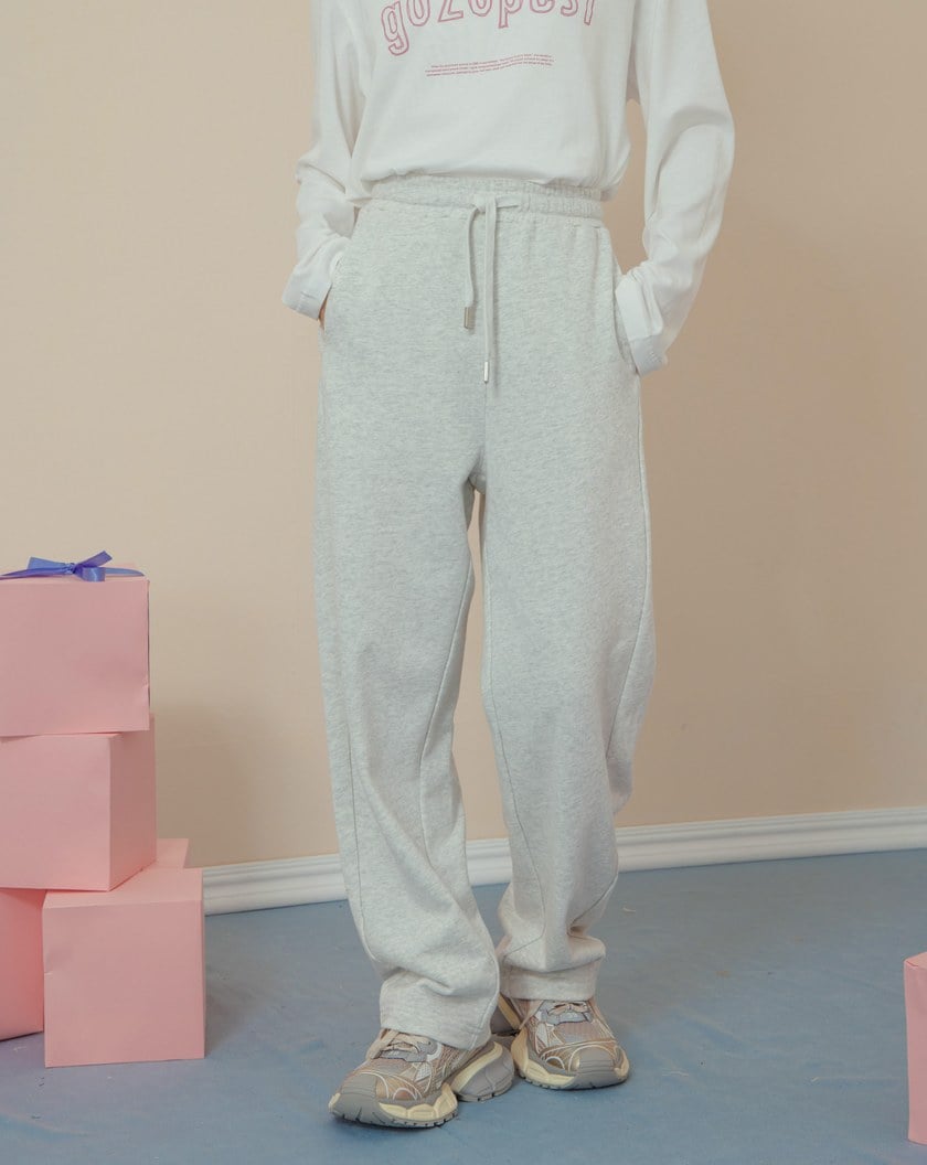 側邊顯瘦剪接抽繩鬆緊長褲(兩色)