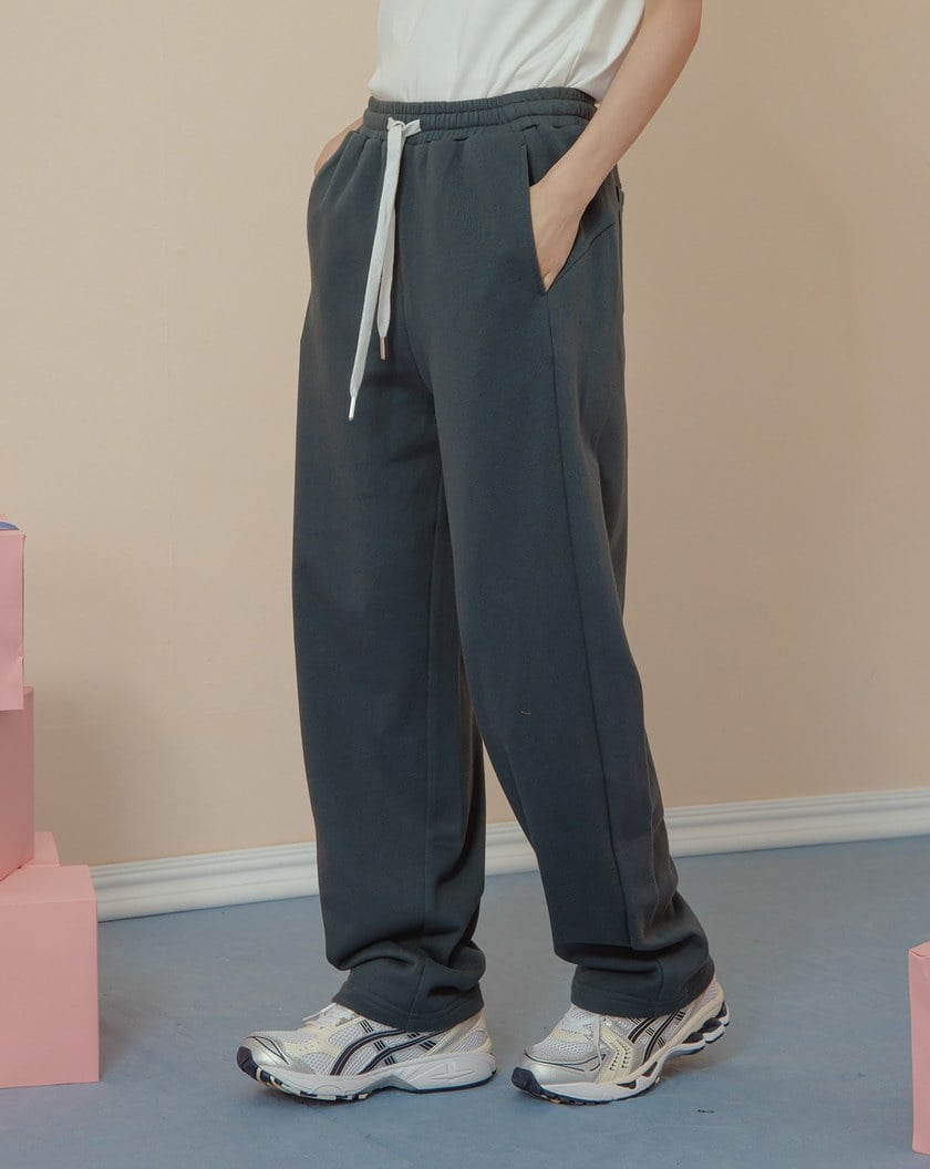 側邊顯瘦剪接抽繩鬆緊長褲(兩色)