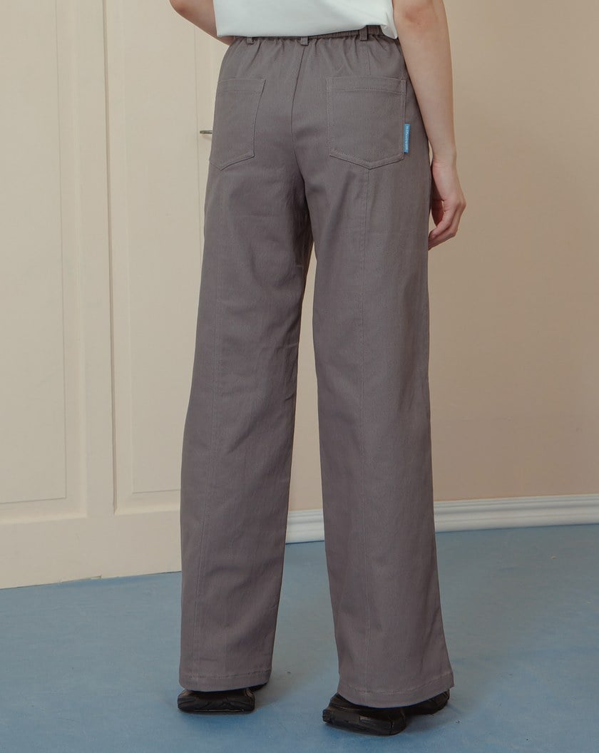 好比例不對稱壓線直筒寬褲(兩色)