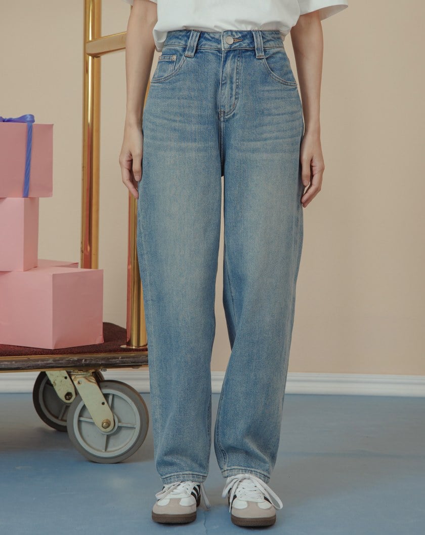 顯瘦刷色彈性牛仔男友褲(兩色)