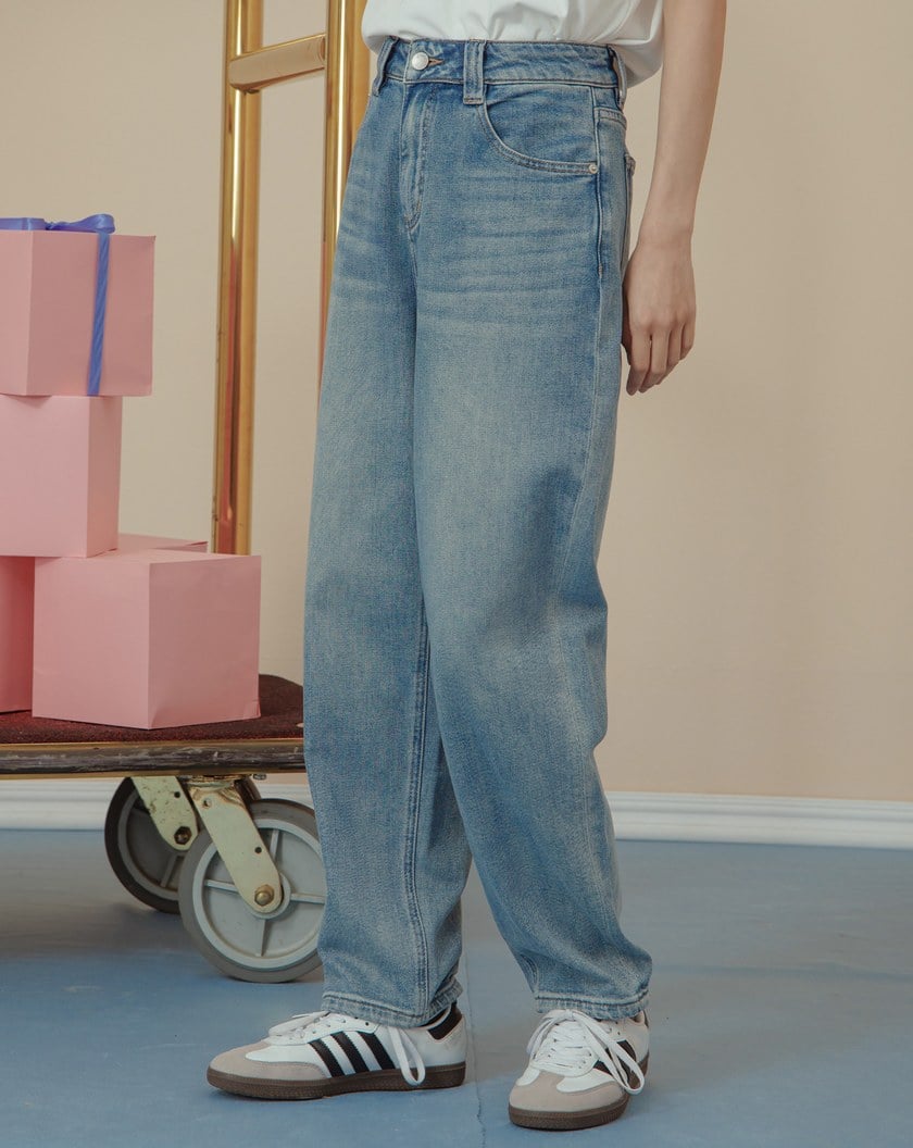 顯瘦刷色彈性牛仔男友褲(兩色)