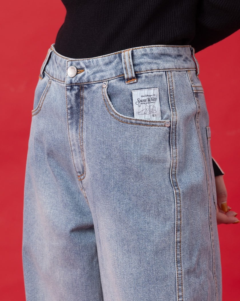 迪士尼系列 萬事通繡花直筒顯瘦牛仔褲(兩色)
