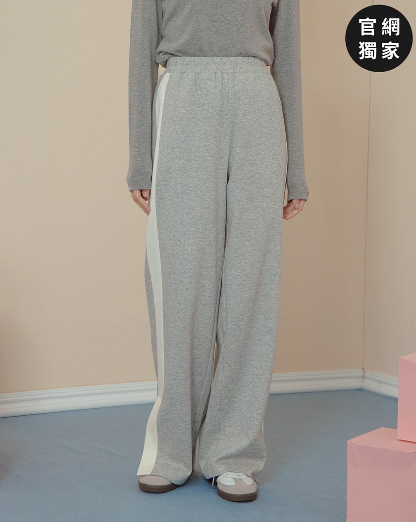 ➤運動風拼接顯瘦開衩鬆緊腰頭長褲(兩色)