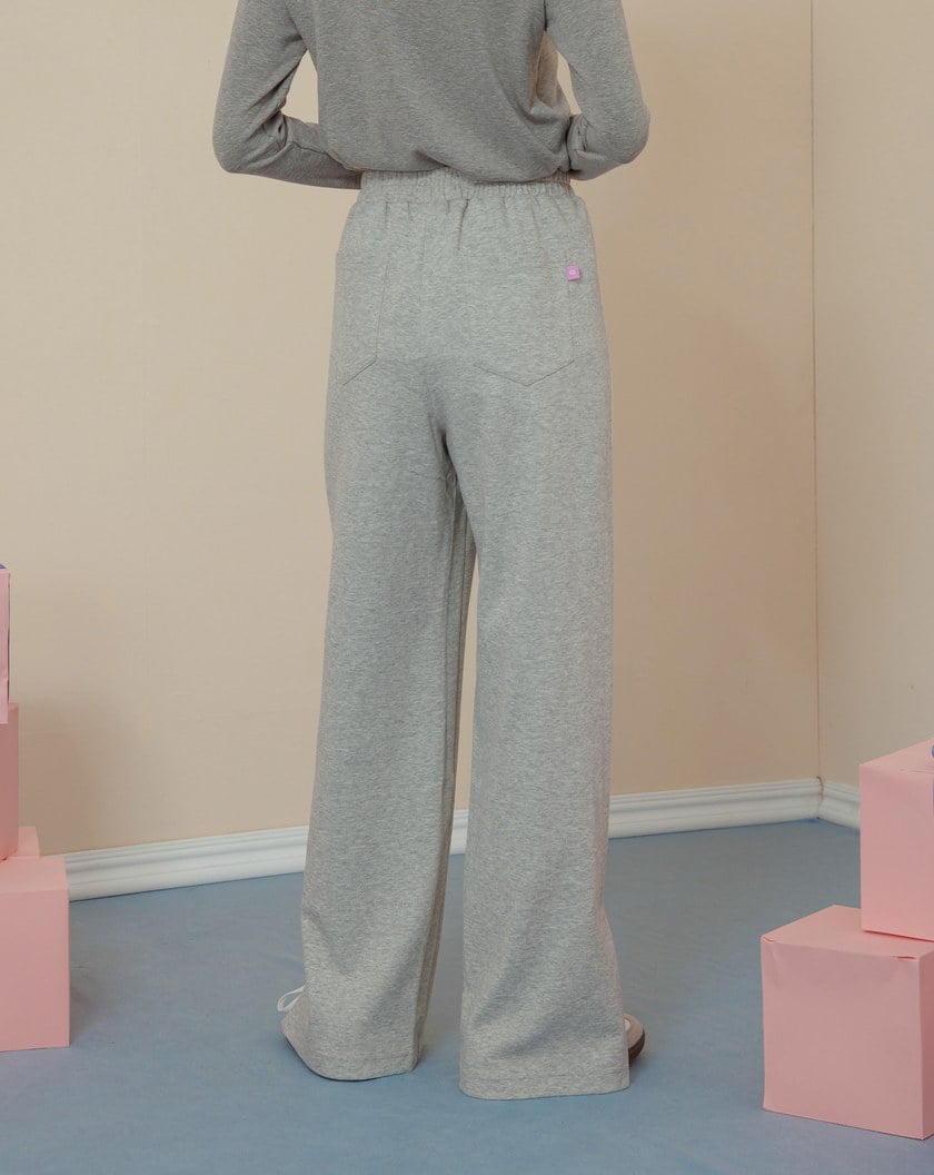 ➤運動風拼接顯瘦開衩鬆緊腰頭長褲(兩色)