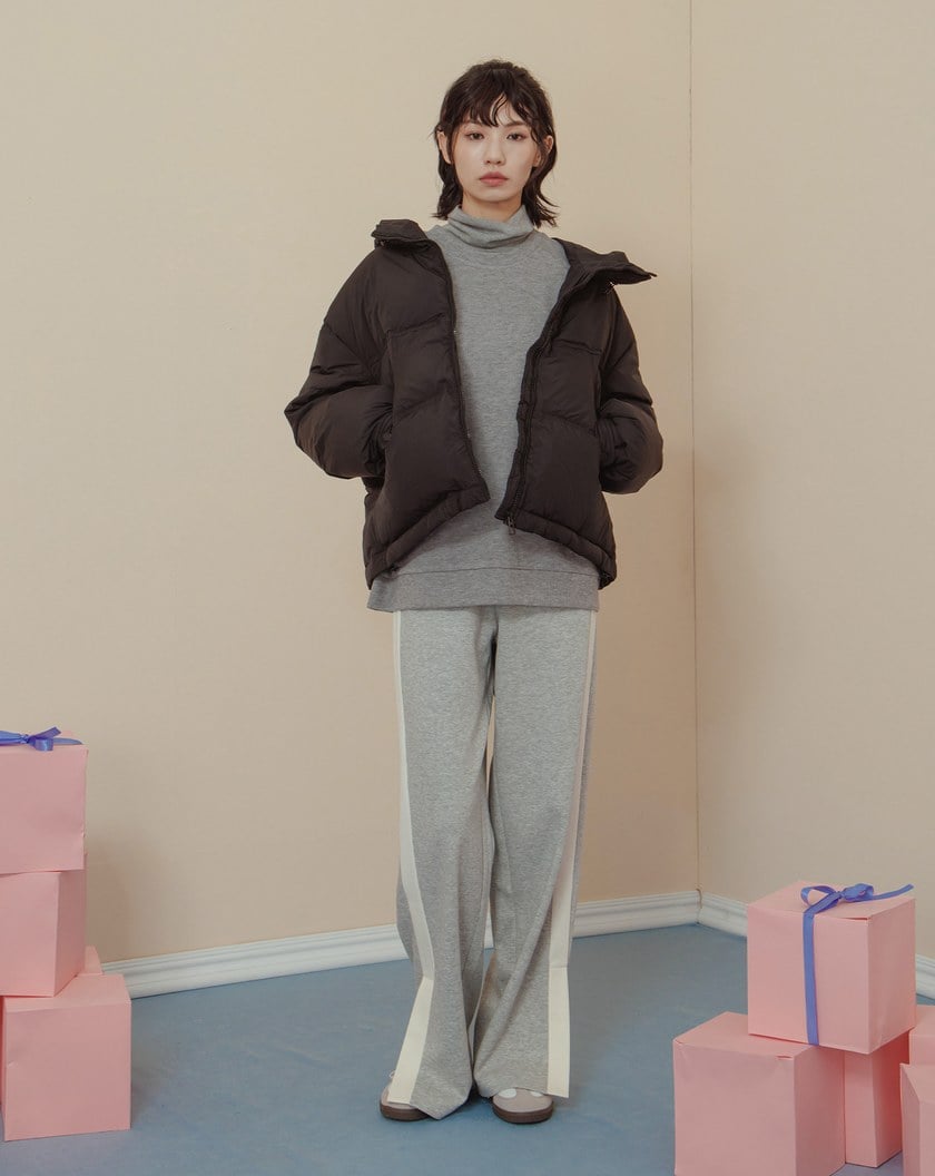 ➤運動風拼接顯瘦開衩鬆緊腰頭長褲(兩色)