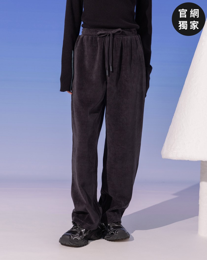 ➤顯瘦條絨抽繩鬆緊長褲(兩色)