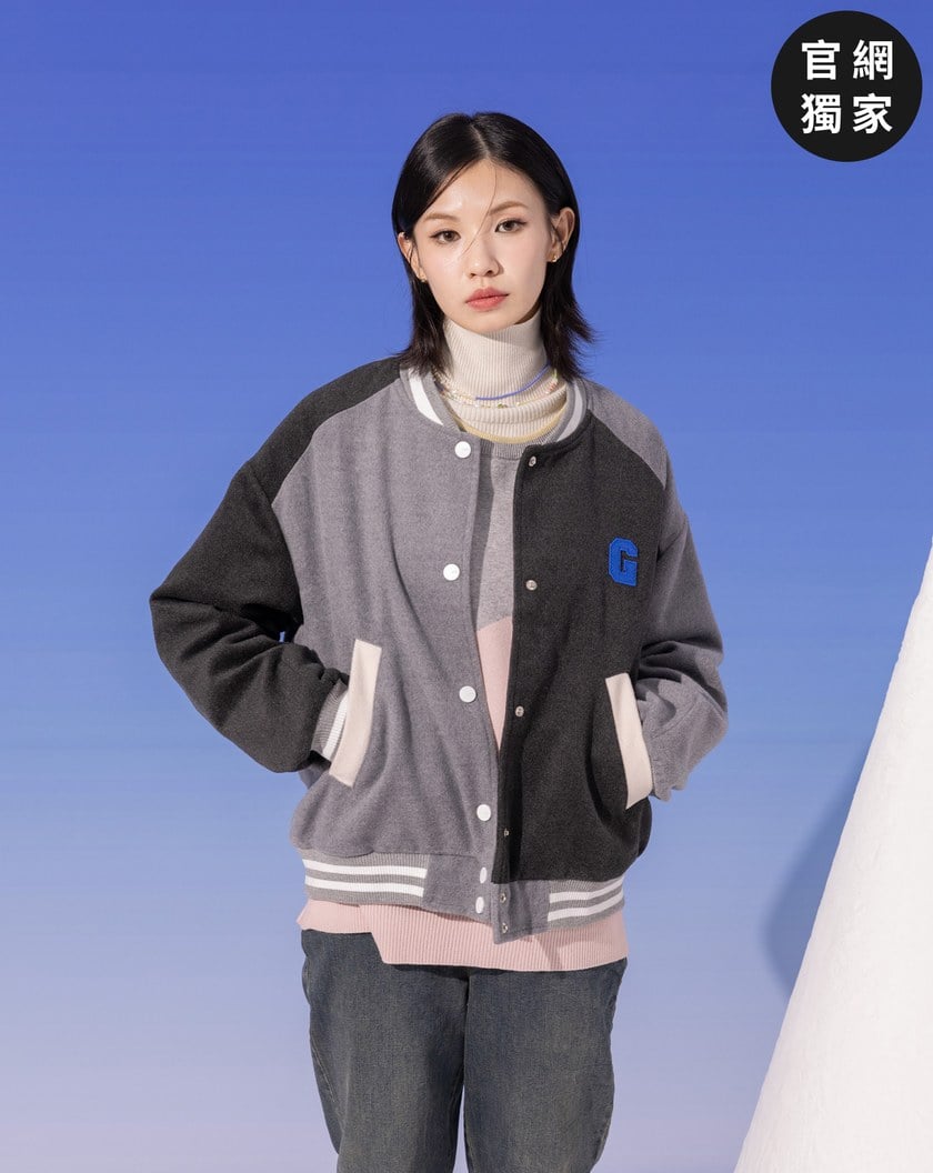 ➤G字雙色仿毛呢棒球外套(兩色)