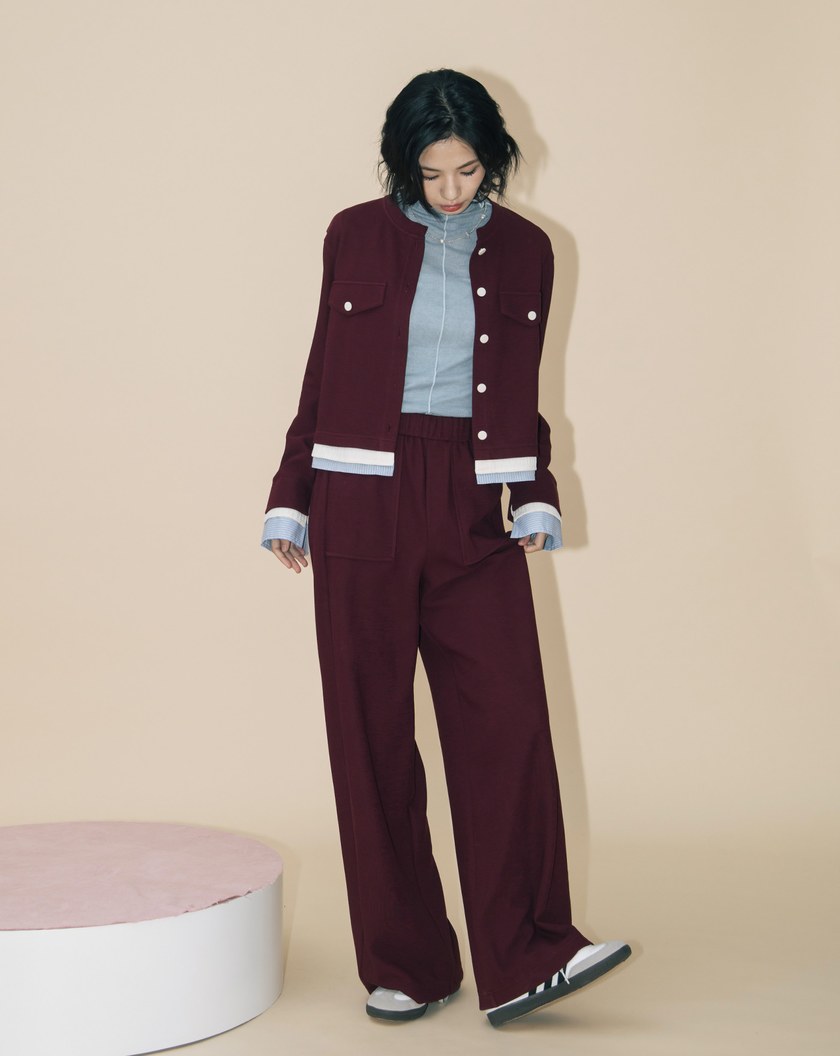 A|立體顆粒針織口袋造型直筒寬褲(兩色)