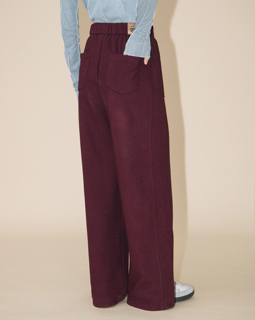 A|立體顆粒針織口袋造型直筒寬褲(兩色)