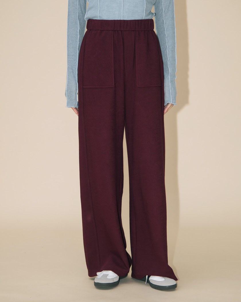 A|立體顆粒針織口袋造型直筒寬褲(兩色)